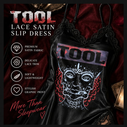 TOOL LACE SATIN SLIP DRESS