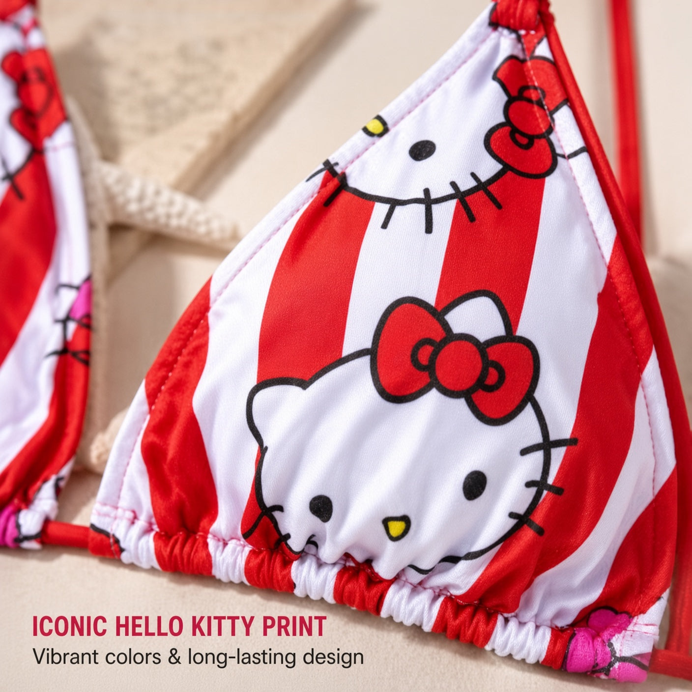 HELLO KITTY STRIPED TRIANGLE BIKINI SET