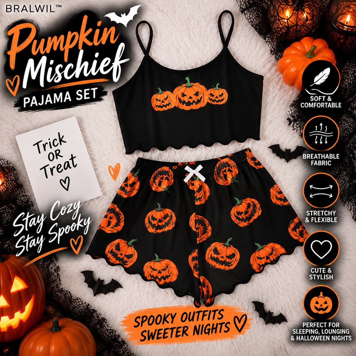 PUMPKIN MISCHIEF PAJAMA SET