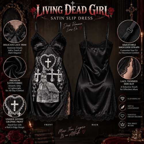 LIVING DEAD GIRL SATIN SLIP DRESS