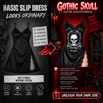 GOTHIC SKULL SATIN NIGHTDRESS