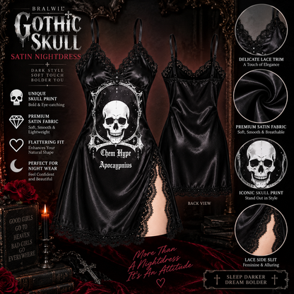 GOTHIC SKULL SATIN NIGHTDRESS