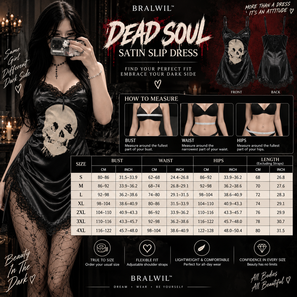 DEAD SOUL SATIN SLIP DRESS