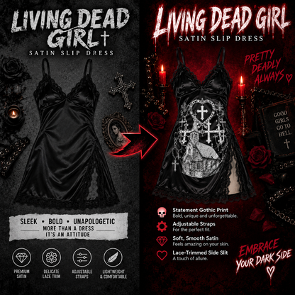 LIVING DEAD GIRL SATIN SLIP DRESS