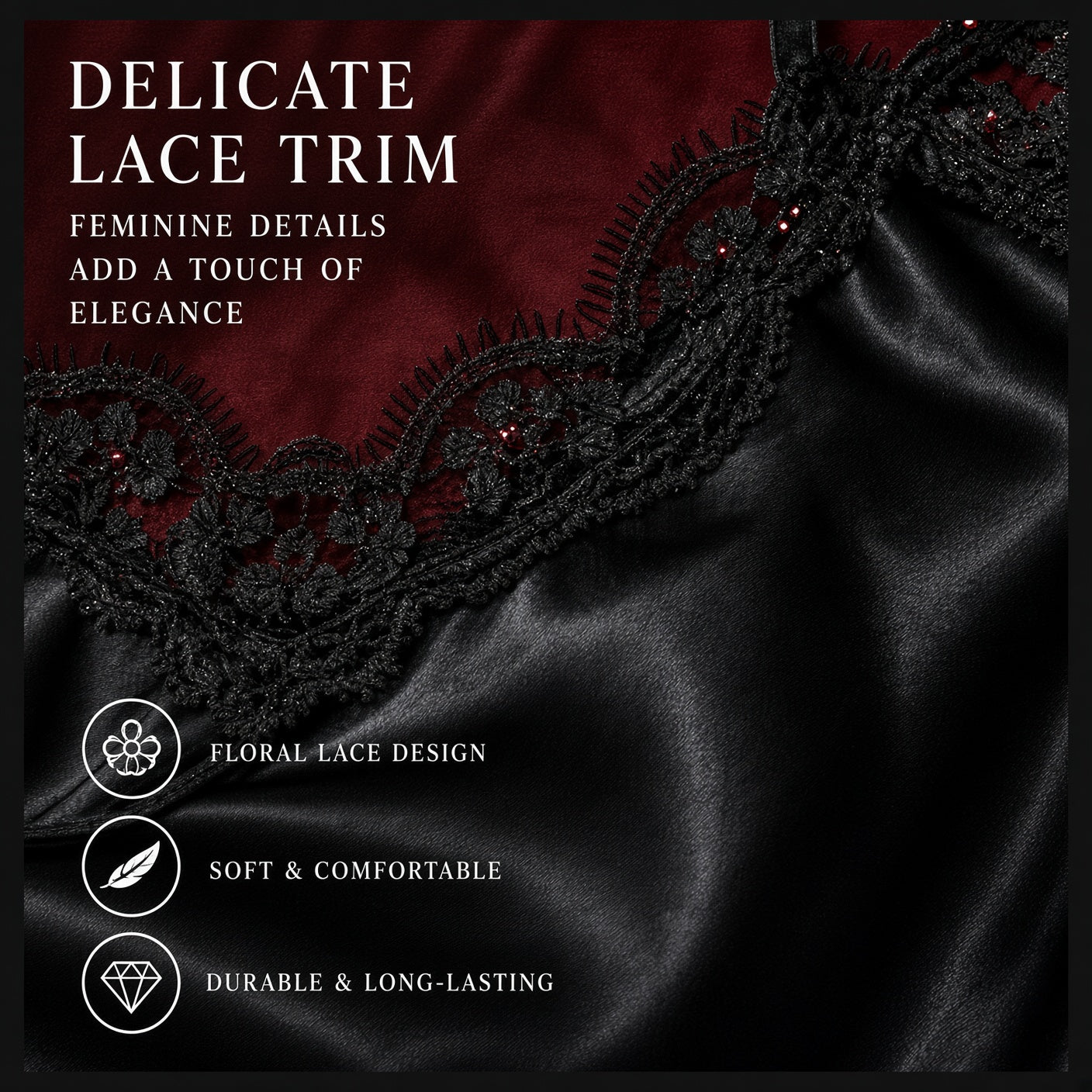 TOOL LACE SATIN SLIP DRESS