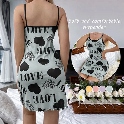 Sexy nightgown with cute cartoon print.
