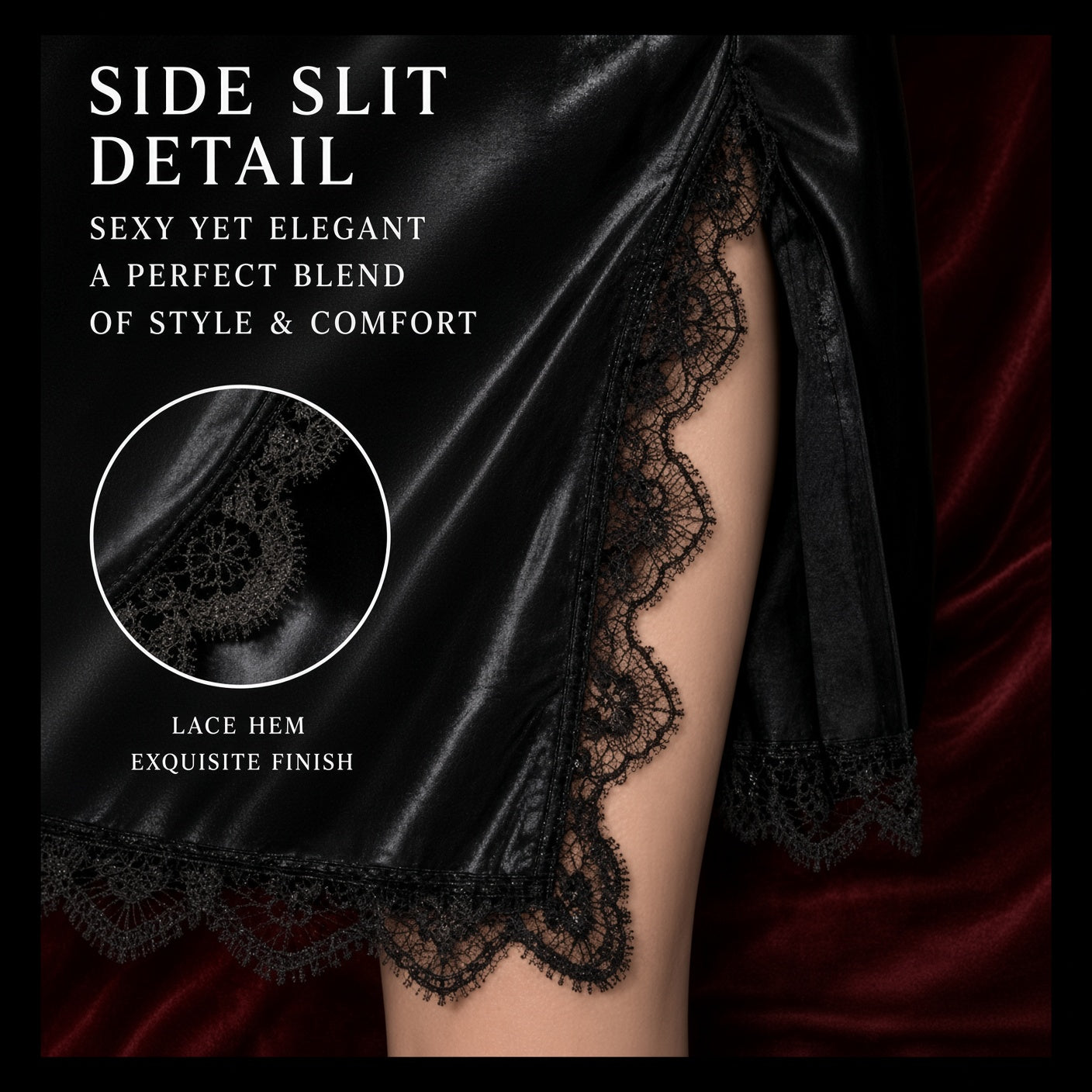 TOOL LACE SATIN SLIP DRESS
