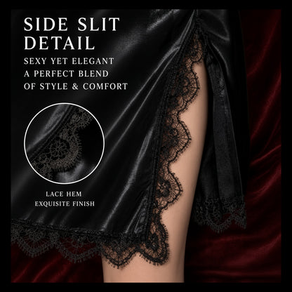 TOOL LACE SATIN SLIP DRESS
